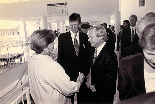 From right, Christina Hamrin, Clas Wahlbin and Per Risberg at the inauguration of the university foundation in 1994.