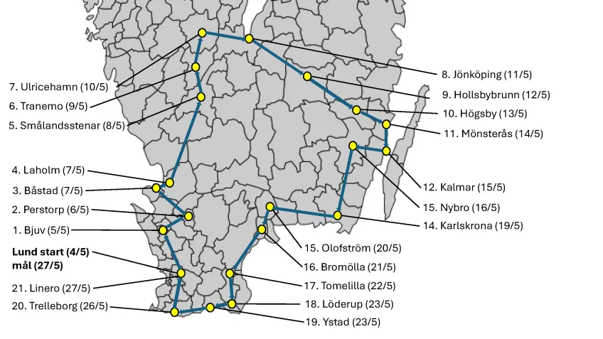 Karta över turneplanen