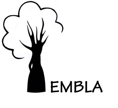 Grafisk bild på ett träd och texten EMBLA.