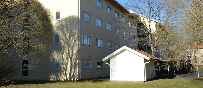 Street view of student apartment building