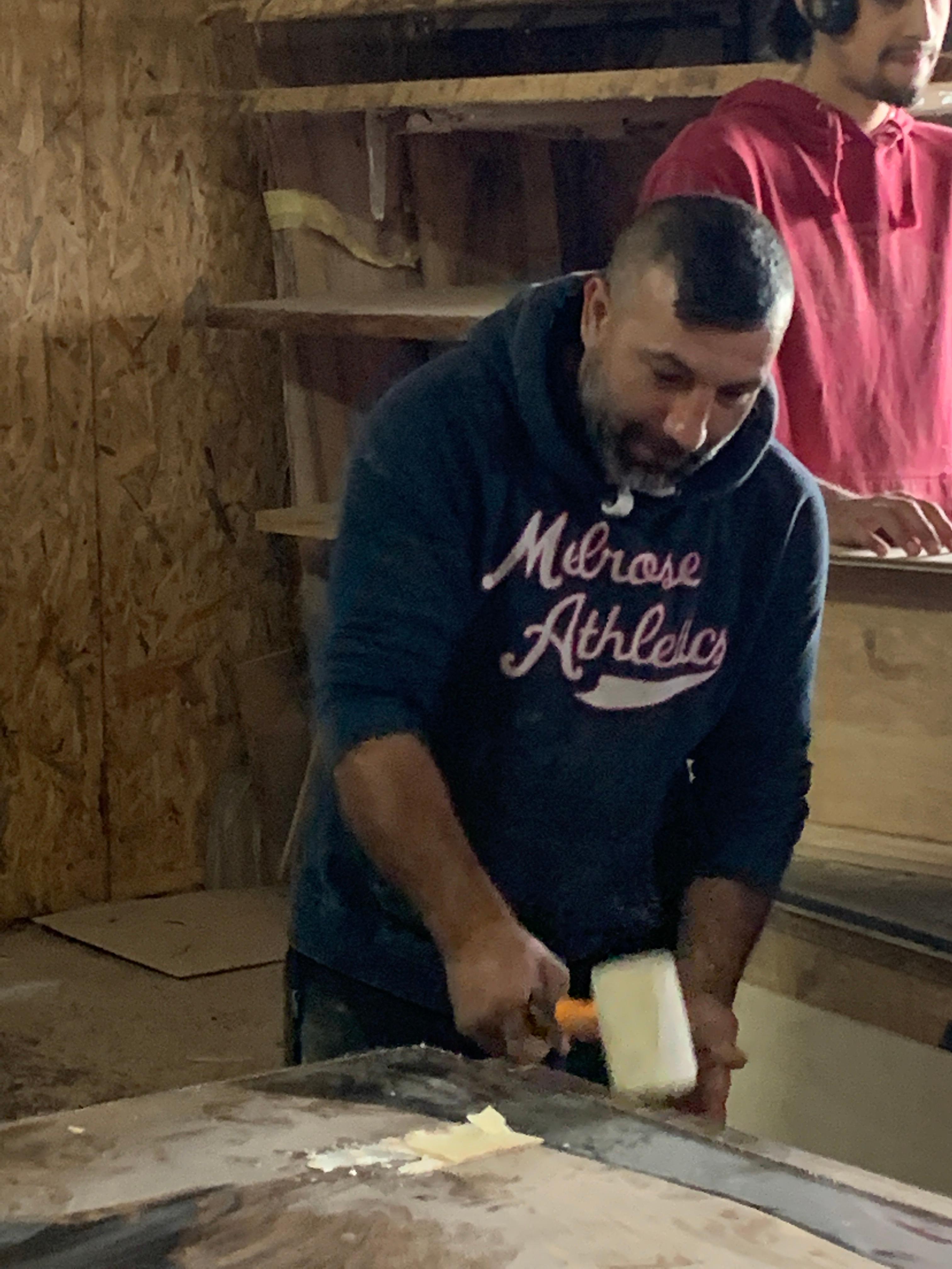 Man working on woodcraft
