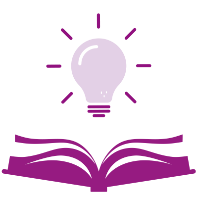 Illustration of an open book with a lightbulb above